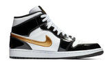 Air Jordan 1 Mid Patent Black White Gold