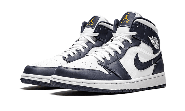 Air Jordan 1 Mid White Metallic Gold Obsidian Front