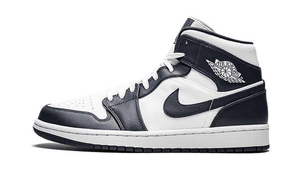 Air Jordan 1 Mid White Metallic Gold Obsidian Side