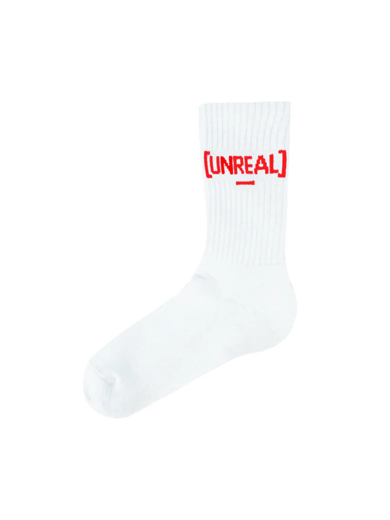 [UNREAL] WHITE/RED LOGO SOCKS